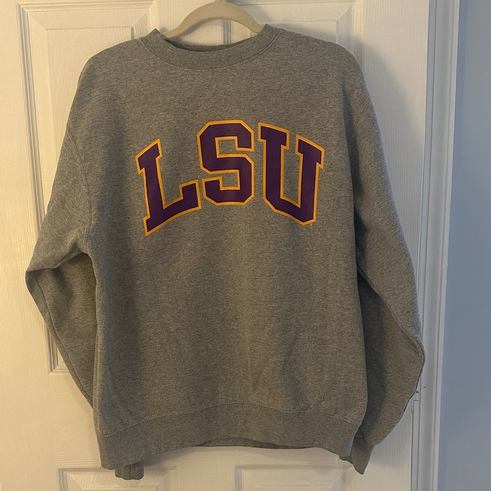 Champion Gray LSU Crewneck Sweater